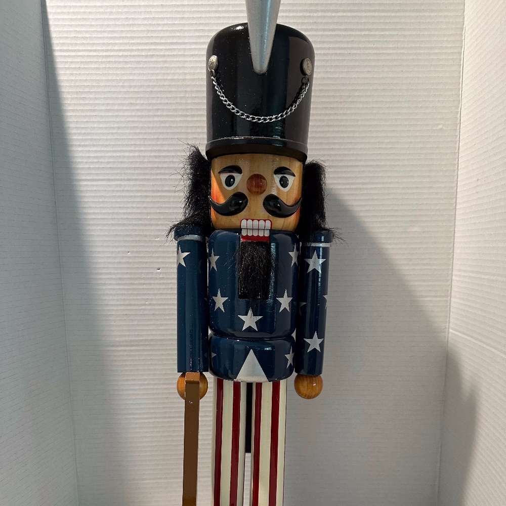 Patriotic Uncle Sam Nutcracker Size 25" X 8" Good Condition